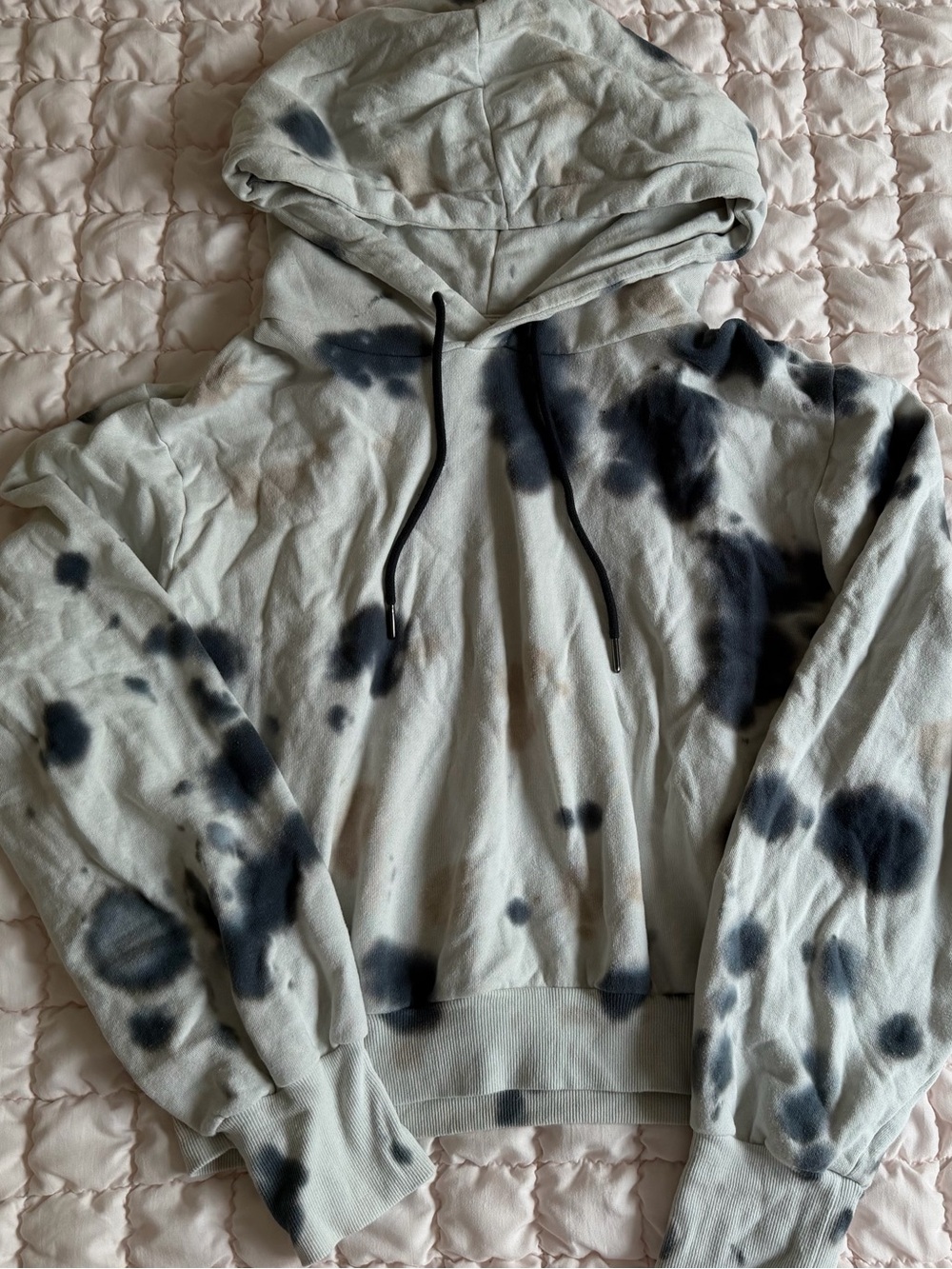 Women’s Tie-Dye Black and Light Gray Hoodie